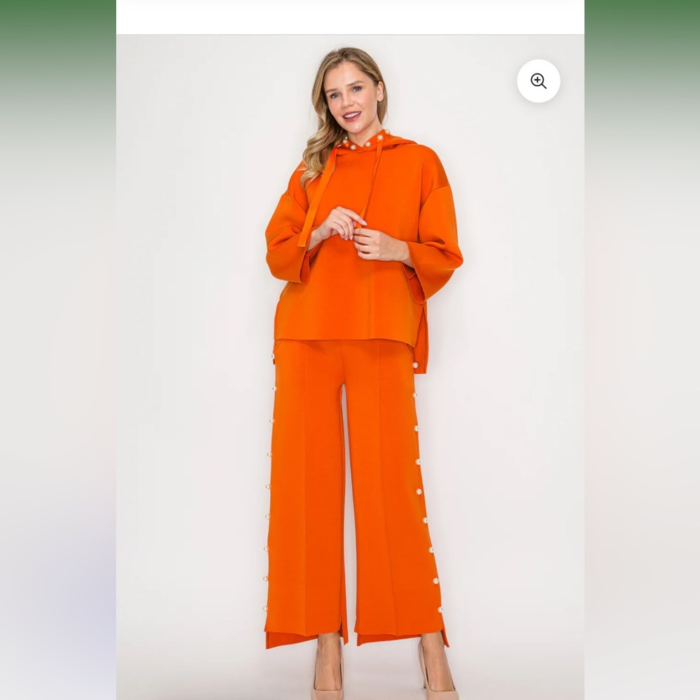NWT Joh Apparel Texas Orange Francine French Scuba Pearl Hoodie Set - Large - Picture 3 of 16